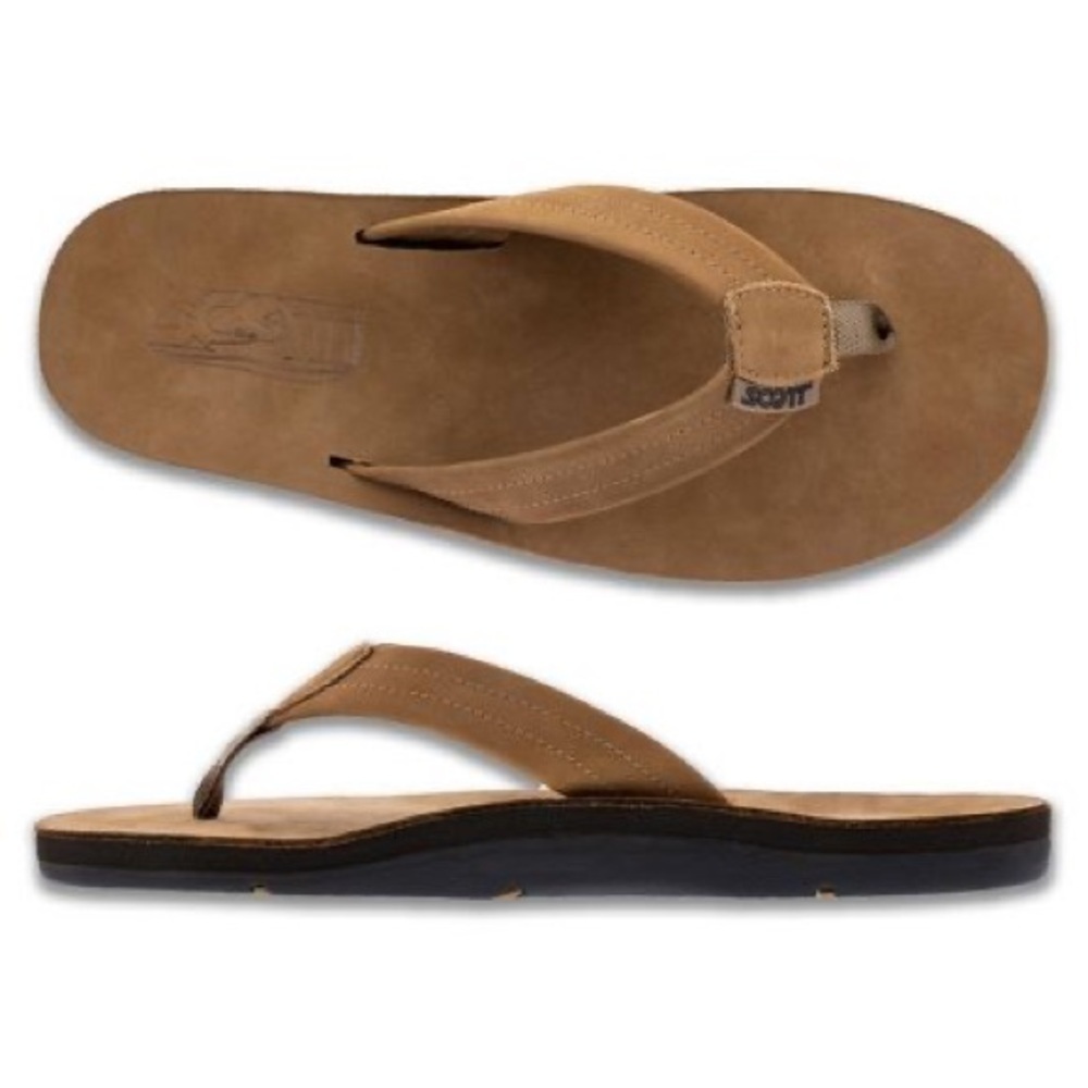 Scotts Hawaii Leather Sandals 14 tan brown